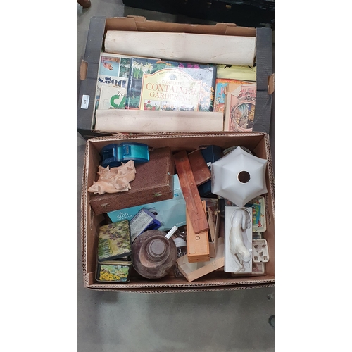 825 - A box of assorted ceramics and metal ware including a Minton's Greyhound A/F, plated cutlery, silver... 