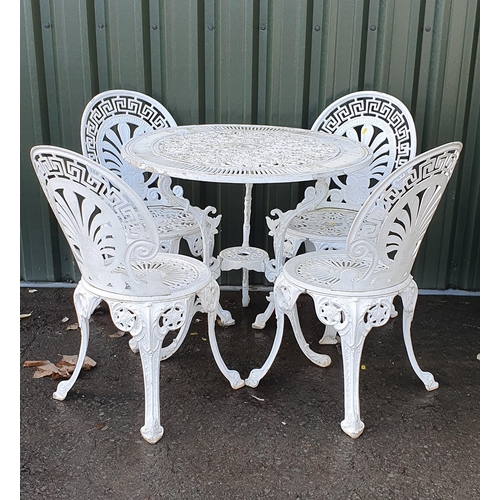 883 - A white painted alluminium Garden Table and set of four Chairs