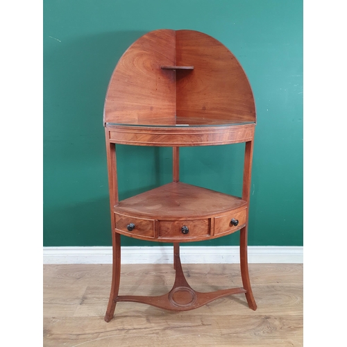 832 - A 19th Century mahogany Corner Washstand, the lower tier fitted drawer (R11)