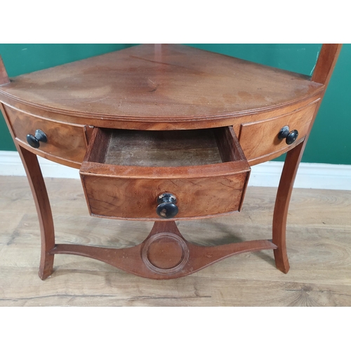 832 - A 19th Century mahogany Corner Washstand, the lower tier fitted drawer (R11)