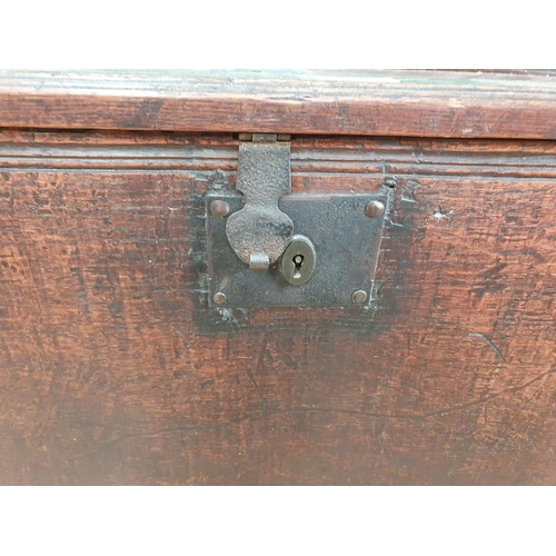 833 - A 17th Century oak Coffer with panelled top and boarded front 4ft 2in W (R11)