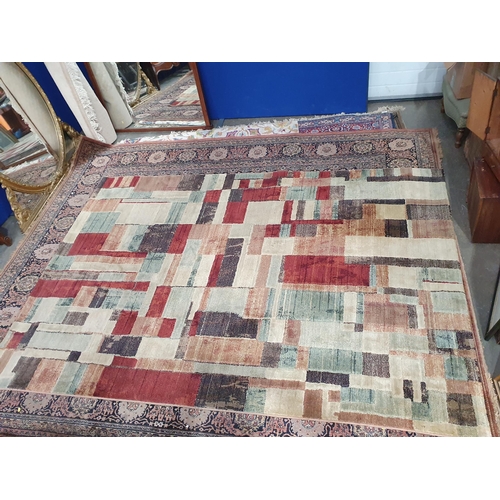 838 - A Belgian Ragolle Galleria modern Rug with cubist style design 9ft 6in x 6ft 7in (R11)