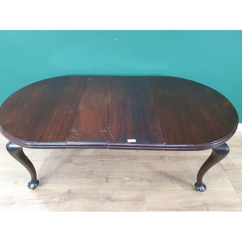 839 - A small 1920's stained wood extending Dining Table with rounded rectangular top on cabriole supports... 