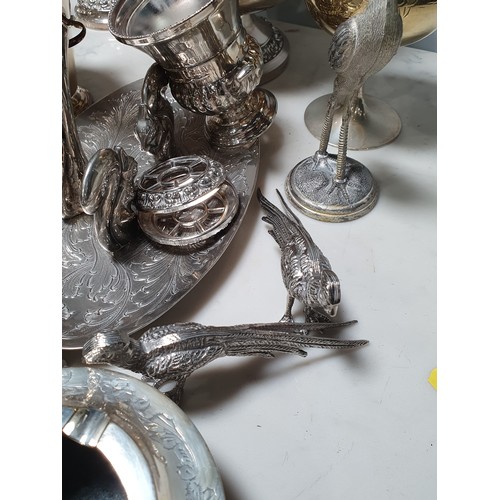 392 - Silver Plate including, Candlesticks, pierced Basket, Napkin Rings, Cutlery, etc. (R5).