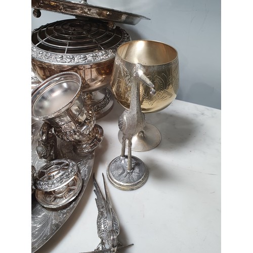 392 - Silver Plate including, Candlesticks, pierced Basket, Napkin Rings, Cutlery, etc. (R5).