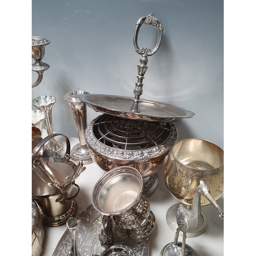 392 - Silver Plate including, Candlesticks, pierced Basket, Napkin Rings, Cutlery, etc. (R5).