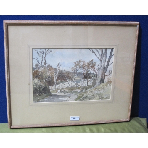 401 - OLIVER HALL. Autumn Sunlight, Bardsea, signed, and inscribed as title on a label verso, watercolour,... 