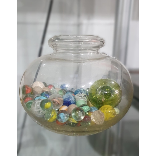 391 - A Jar of various Glass Marbles, (cab)