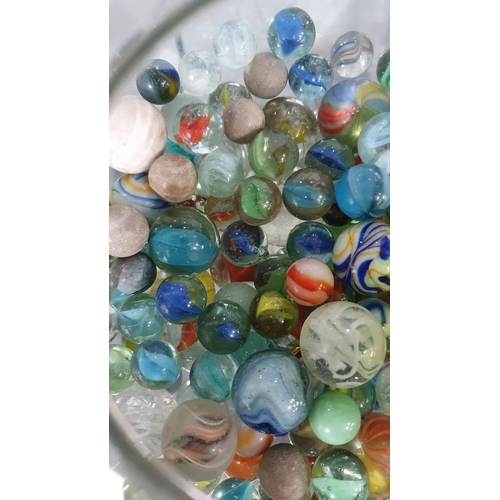 391 - A Jar of various Glass Marbles, (cab)