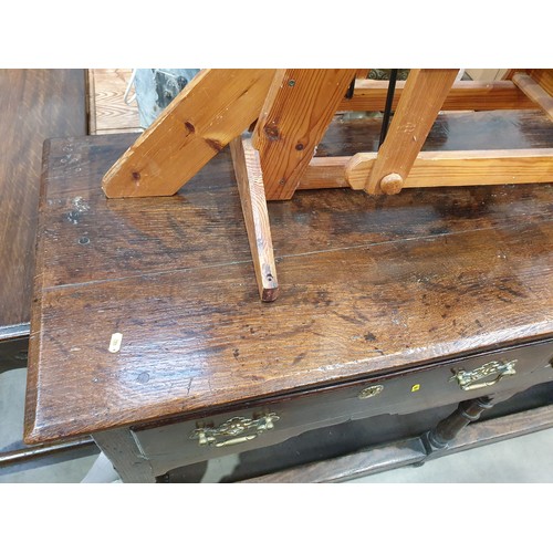 659 - An 18th Century oak Dresser Base, fitted two frieze drawers on baluster turned supports and squared ... 