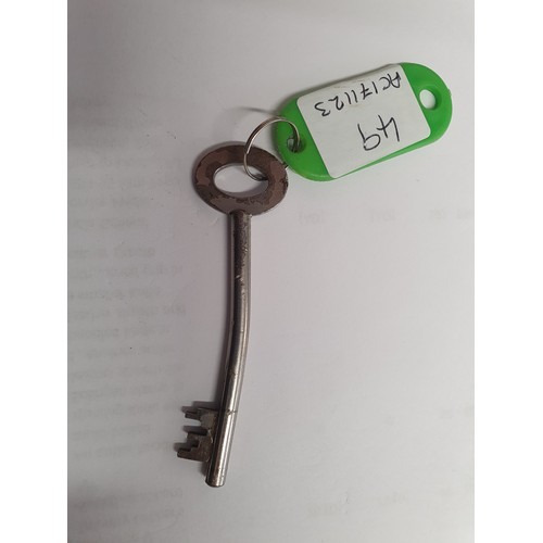 49 - A Dudley metal Safe with key 1ft 8in H x 1ft 6in W (R4)