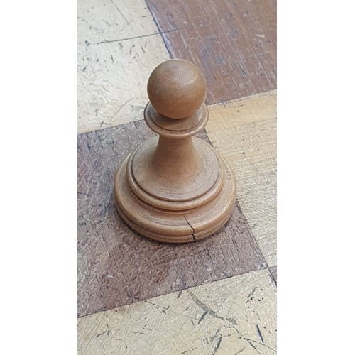 8 - A Boxwood weighted & matched Chess Set, Board and Box, one white Rook and one black rook marked with... 