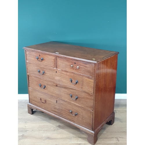 561 - A 19th Century mahogany Chest of two short and three long graduated drawers mounted on bracket feet ... 