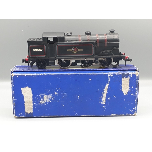 1002 - Hornby Dublo 3217 0-6-2T late emblem Locomotive with coal in bunker, in near mint condition, box exc... 