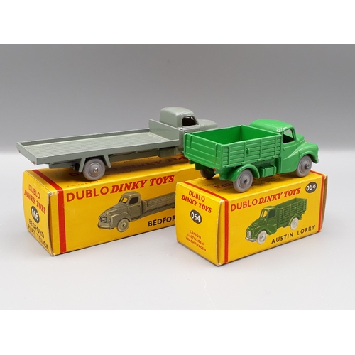 1019 - Dublo Dinky Toys 064 Austin Lorry and 066 Bedford Flat Truck, both models in mint condition, boxes i... 