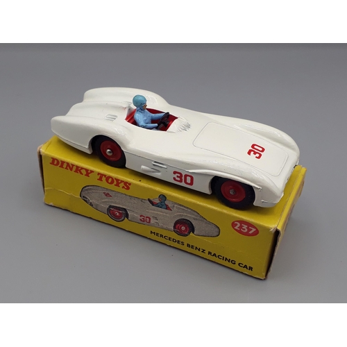 1075 - A boxed Dinky Toys No.237 Mercedes Benz Racing Car with plastic hubs, Nr M-M, box VG