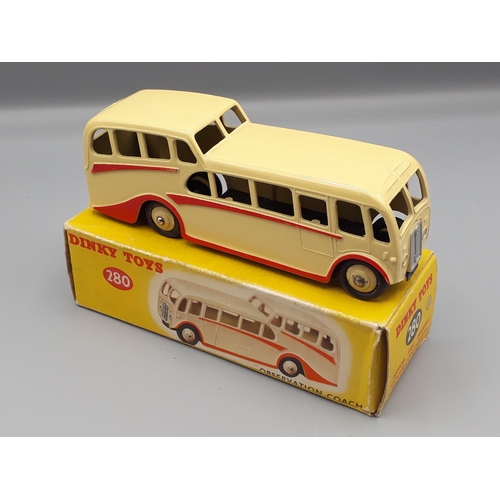 1084 - A boxed Dinky Toys No.280 cream and red Observation Coach, Nr M-M, box E