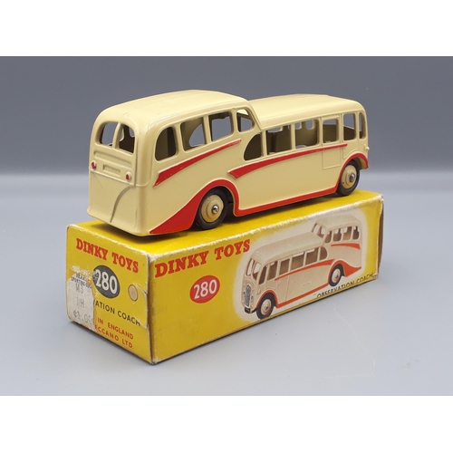 1084 - A boxed Dinky Toys No.280 cream and red Observation Coach, Nr M-M, box E