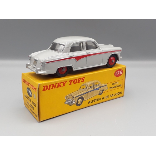 1094 - A boxed Dinky Toys No.176 grey and red Austin A105 Saloon, Nr M-M, box E