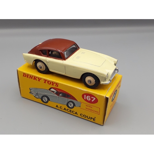 1095 - A boxed Dinky Toys No.167 cream and brown AC Aceca Coupe, Nr M-M, box superb