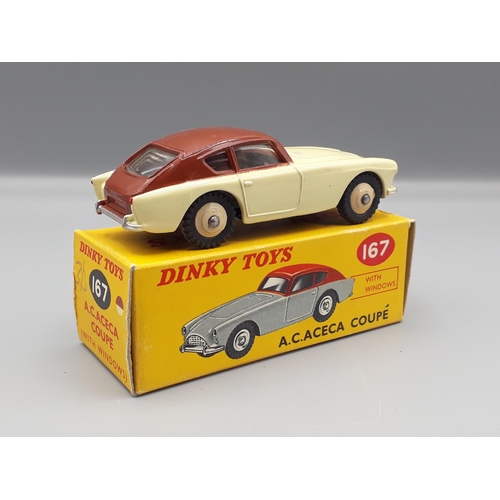 1095 - A boxed Dinky Toys No.167 cream and brown AC Aceca Coupe, Nr M-M, box superb