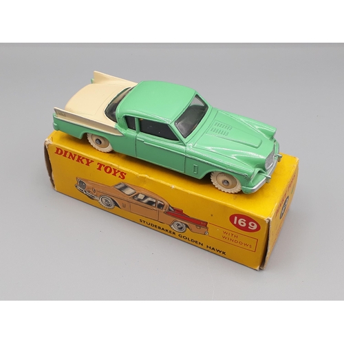 1102 - A boxed Dinky Toys No.169 cream and green Studebaker Golden Hawk, Nr M-M, box VG-E