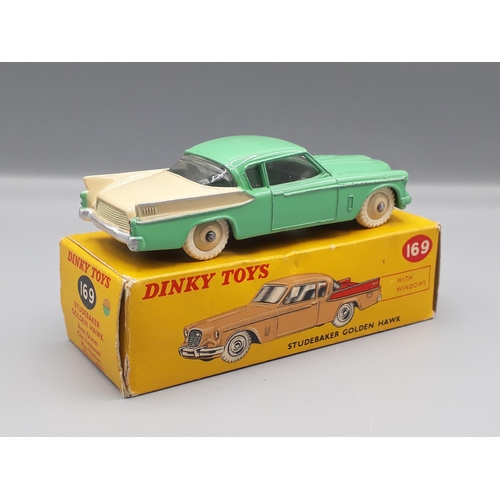 1102 - A boxed Dinky Toys No.169 cream and green Studebaker Golden Hawk, Nr M-M, box VG-E