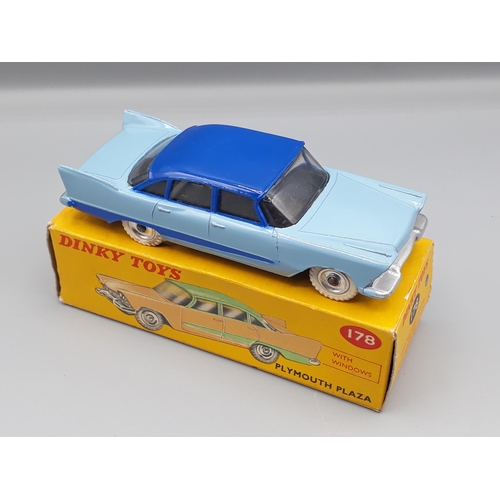 1106 - A boxed Dinky Toys No. 178 two tone blue Plymouth Plaza, Nr M-M, box E