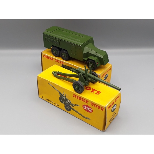 1117 - A boxed Dinky Toys No.677 Armoured Command Vehicle and No.692 5.5 Medium Gun, Nr M, boxes VG