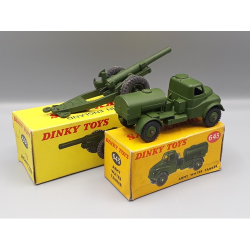 1119 - A boxed Dinky Toys No.643 Water Tanker and a boxed No.693 Howitzer. Nr M, boxes VG-E