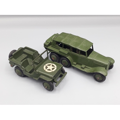 1126 - An unboxed Dinky Toys No.152b Reconnaissance Car and No.153a U.S. Jeep with solid steering, E-NM