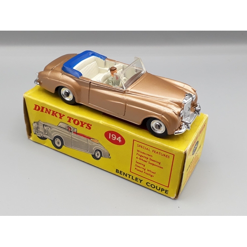 1155 - A boxed Dinky Toys No.194 bronze Bentley Coupe, Nr M-M, box E