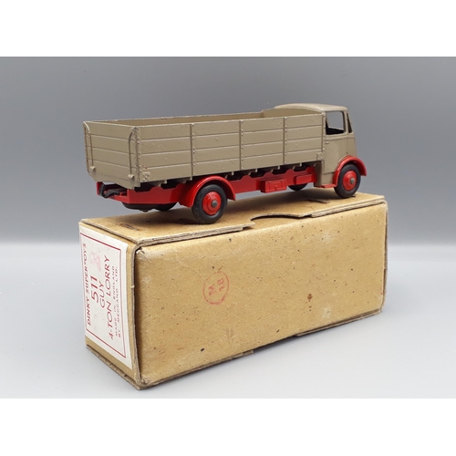 1160 - A boxed Dinky Supertoys No.511 Guy 4-ton Lorry with grey back and red chassis, Nr M-M, box superb