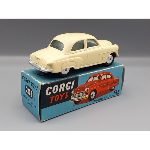 1164 - A boxed Corgi Toys cream Vauxhall Velox Saloon with leaflet, Nr M-M, box E