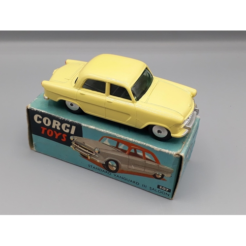 1168 - A boxed Corgi Toys No.207 yellow mechanical Standard Vanguard III Saloon, Nr M-M, box VG