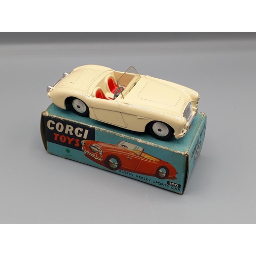 1169 - A boxed Corgi Toys No.300 cream Austin Healey Sports Car, Nr M-M, box VG