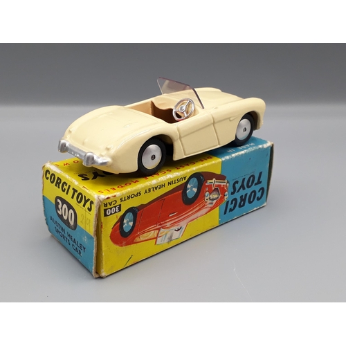 1173 - A boxed Corgi Toys No.300 cream Austin-Healey Sports Car, Nr M-M, box VG