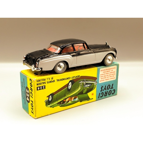 1181 - A boxed Corgi Toys No.224 black Bentley Continental Sports Saloon, Nr M-M, box E