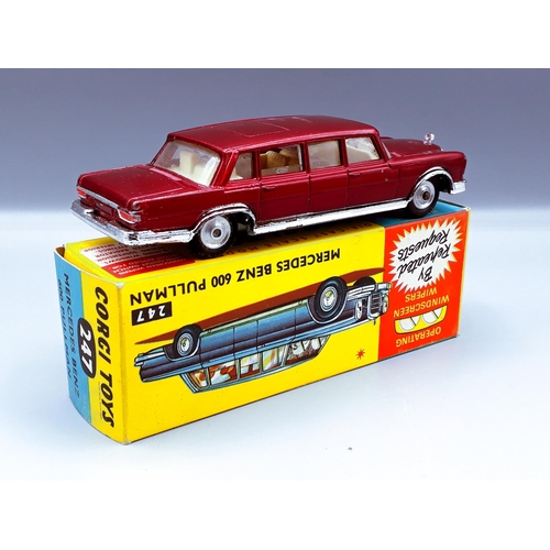 1185 - A boxed Corgi Toys No.247 maroon Mercedes Benz 600 Pullman with leaflet, Nr M-M, box superb