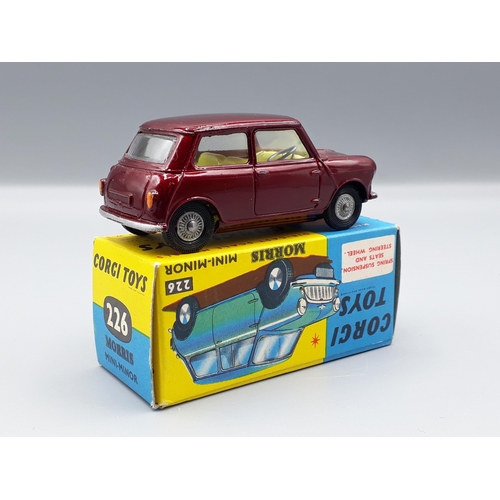 1189 - A boxed Corgi Toys No.226 maroon Morris Mini-Minor, Nr M-M, box superb