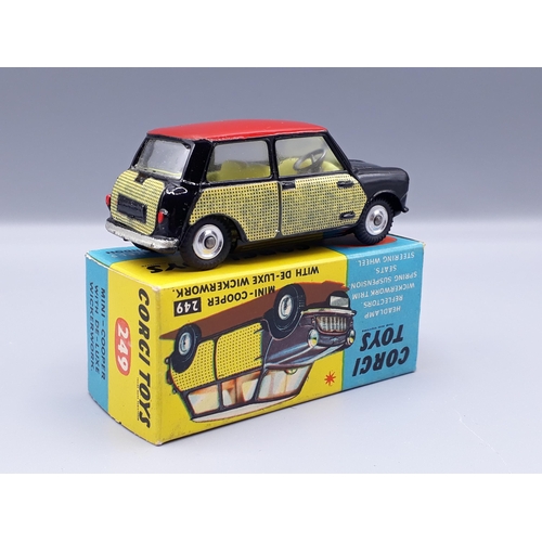 1192 - A boxed Corgi Toys No.249 Mini Cooper with wickerwork, Nr M-M, box superb