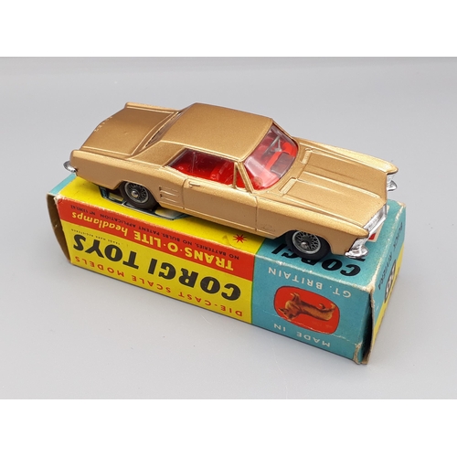 1203 - A boxed Corgi Toys No.245 gold Buick Riviera, Nr M-M, box E+