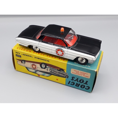 1204 - A boxed Corgi Toys No.237 Oldsmobile Sheriff Car, Nr M-M, box VG-E