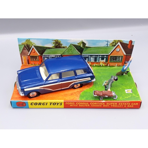 1206 - A boxed Corgi Toys No.440 Ford Consul Cortina Super Estate Golfing Set, Nr M-M, box with packing sup... 