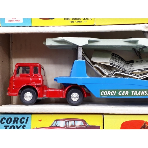 1213 - A boxed Corgi Toys Gift Set 28 Carrimore Car Transporter with four Cars. The cars are all illustrate... 