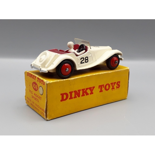 1219 - A boxed Dinky Toys No.108 white MG Midget Sports, Nr M-M, box E