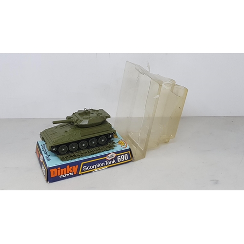 1226 - A Dinky Toys No.654 155mm Mobile Gun in perspex packaging and a Dinky Toys No.690 Scorpion Tank in p... 