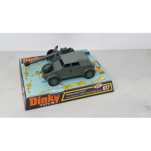 1229 - A Dinky Toys No.617 Volkswagen KDF and 50mm P.A.K Anti-Tank Gun in perspex packaging and a a No.683 ... 