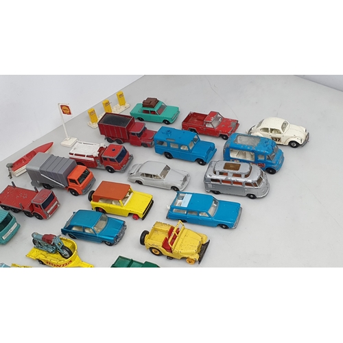 1234 - A box of play worn Lesney Matchbox Vehicles including Rolls Royce Phantom V, Jeep Gladiator, Commer ... 