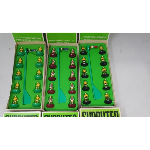 1236 - Six boxed Subbuteo Football Team including reference numbers 13, 41, 96, 100, 206 (missing goalkeepe... 